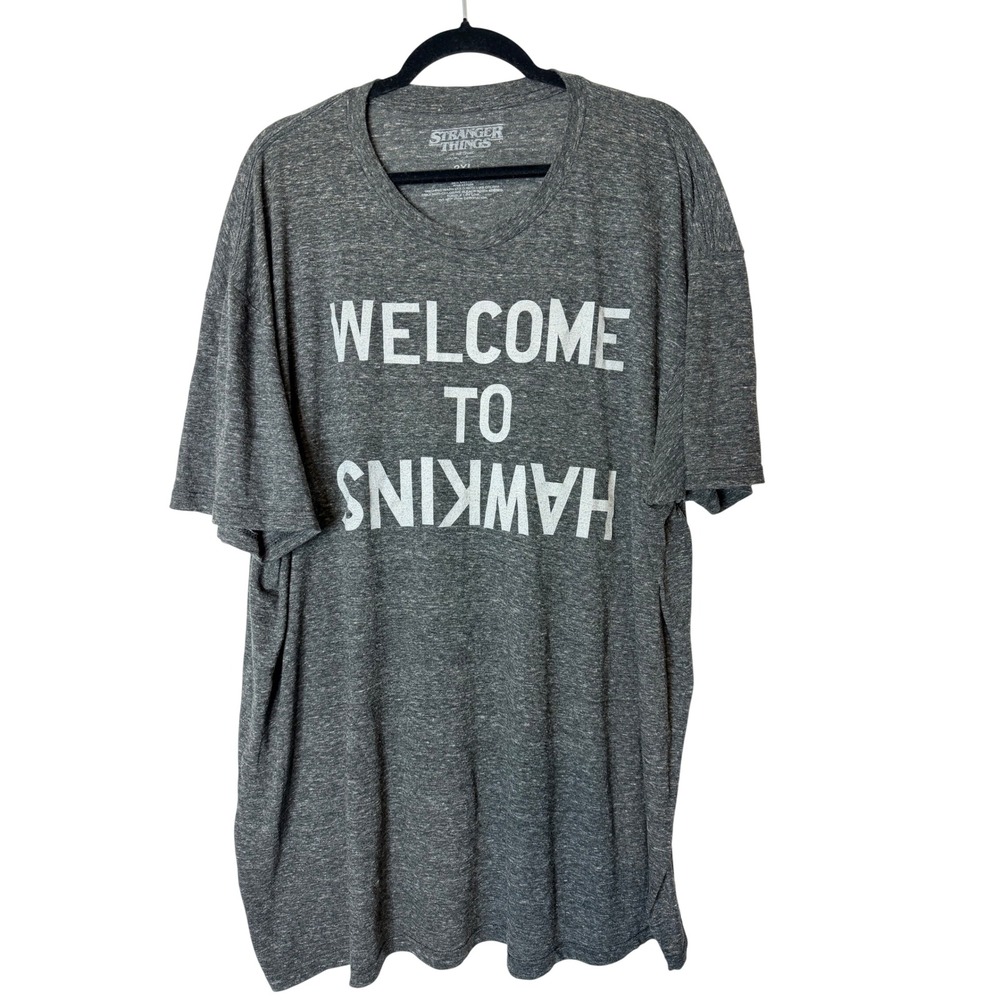 Netflix Stranger Things T-Shirt Welcome to Hawkins The Upside Down Mens 2XL Gray